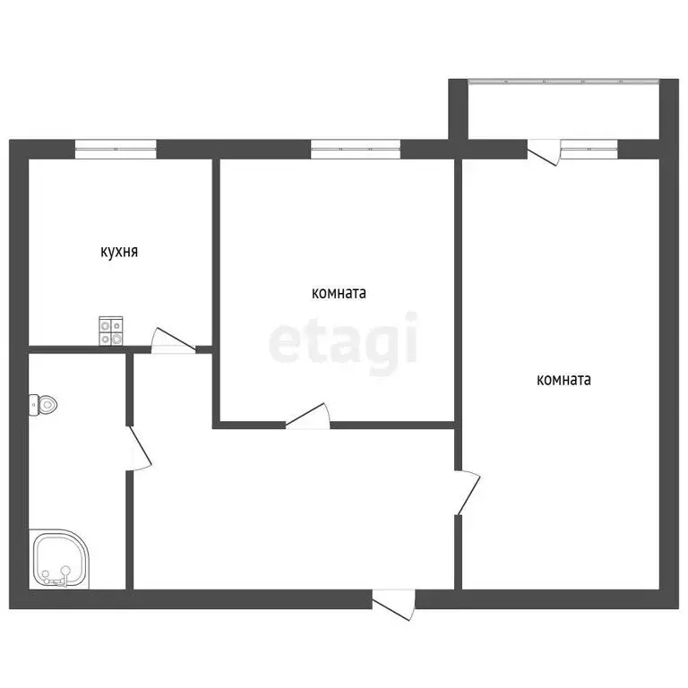 2-комнатная квартира: Чебаркуль, Электростальская улица, 32А (49.9 м) - Фото 1