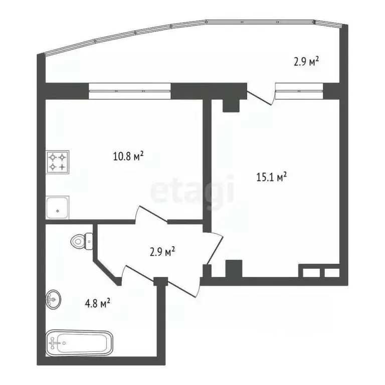 1-к кв. Красноярский край, Красноярск ул. Борисова, 38 (39.0 м) - Фото 1