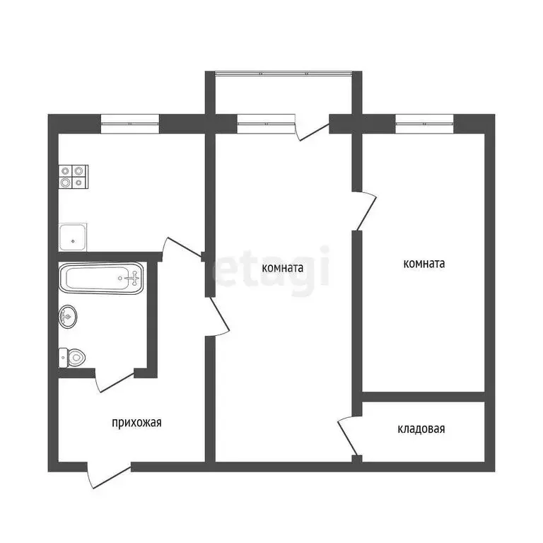 2-комнатная квартира: Киселёвск, улица Унжакова, 3 (43.4 м) - Фото 0