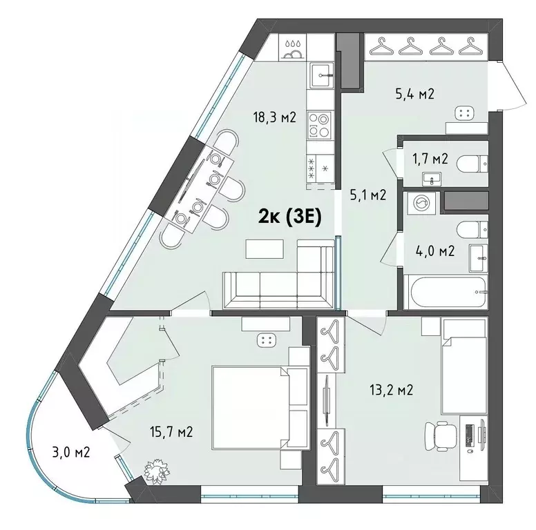2-к кв. Воронежская область, Воронеж бул. Содружества, 1 (64.9 м) - Фото 1