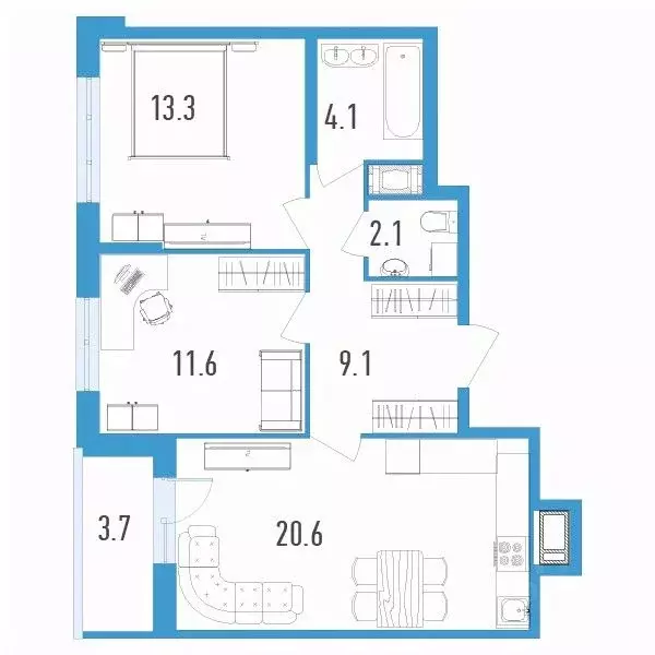 2-к кв. Санкт-Петербург ул. Вадима Шефнера, 4 (62.7 м) - Фото 0