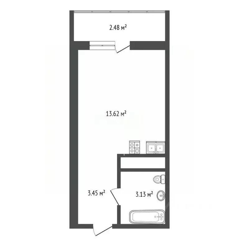 Студия Тюменская область, Тюмень ул. Краснооктябрьская, 16 (20.2 м) - Фото 2