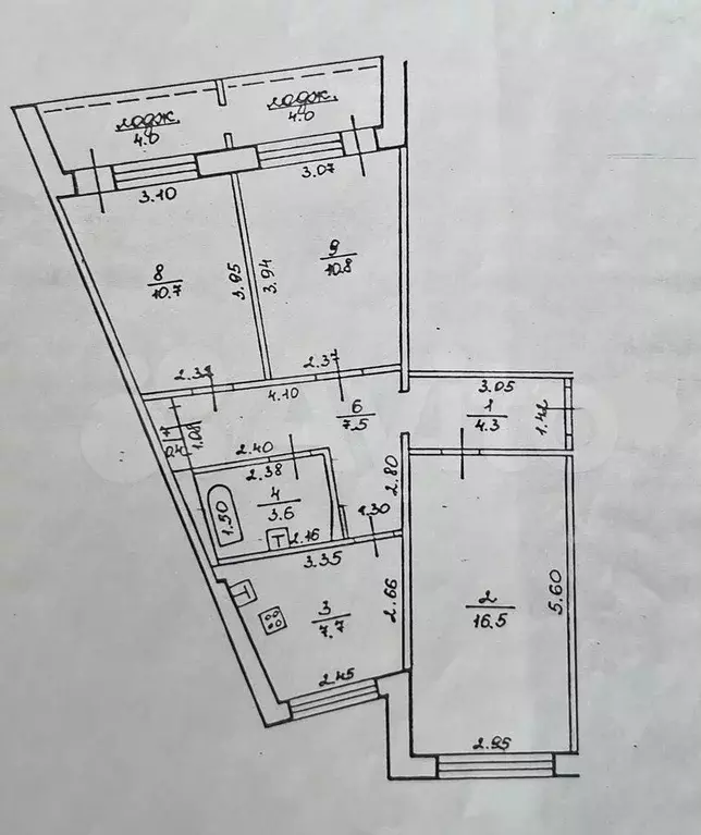 3-к. квартира, 61,5 м, 6/9 эт. - Фото 0