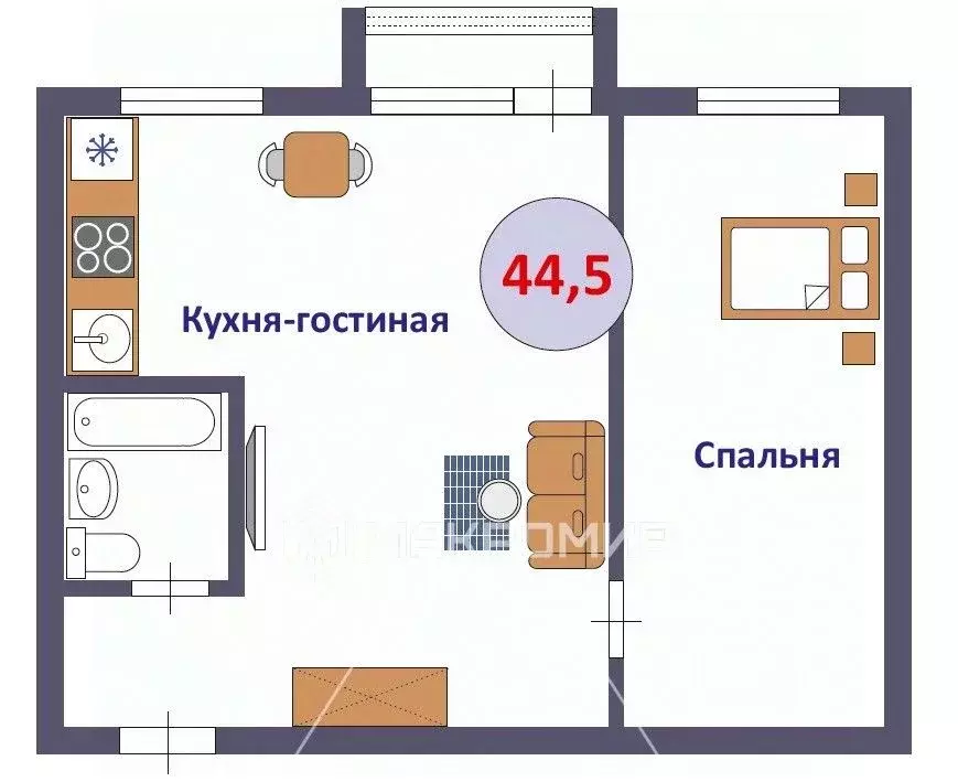 2-к кв. Кировская область, Киров Комсомольская ул., 37 (44.5 м) - Фото 1