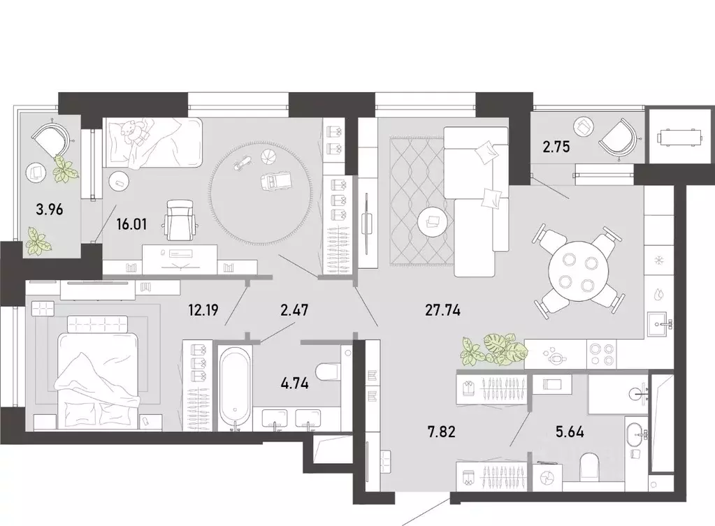 2-к кв. Тульская область, Тула ул. Фридриха Энгельса, 70А (83.32 м) - Фото 1