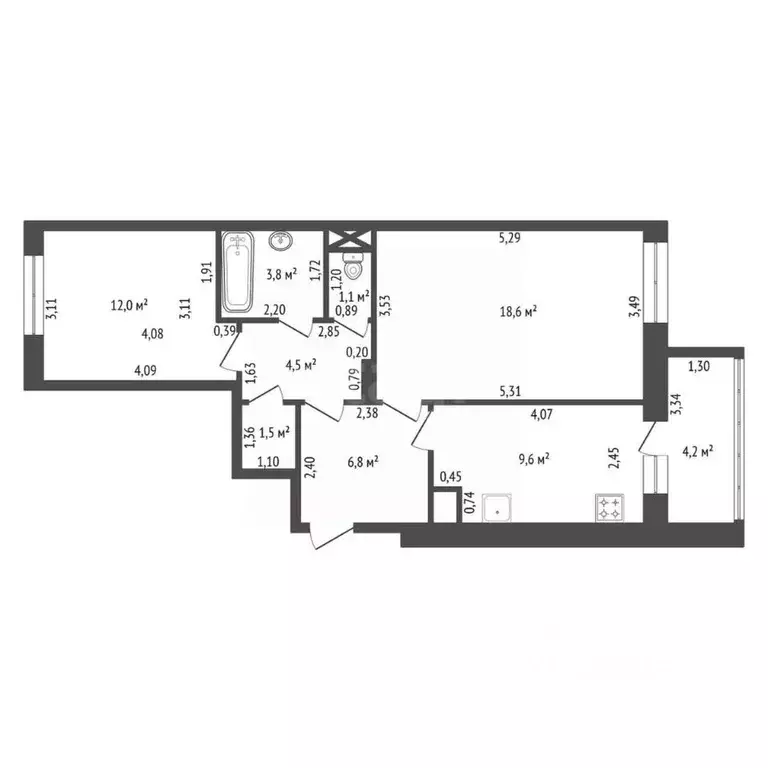 2-к кв. Башкортостан, Уфа Бакалинская ул., 19 (60.0 м) - Фото 1