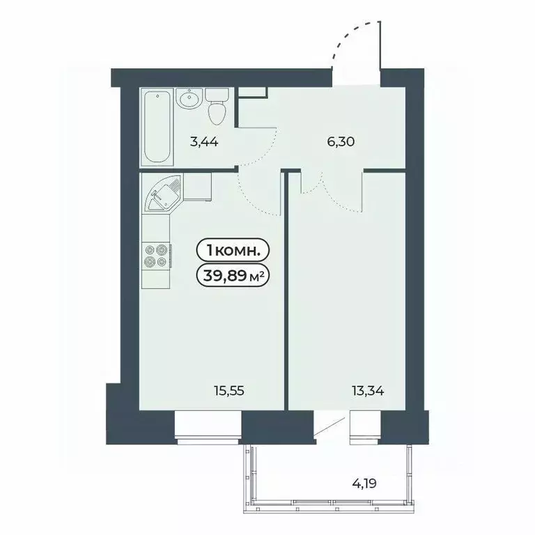 1-к кв. Красноярский край, Красноярск ул. Светлова, 25/1 (39.89 м) - Фото 1