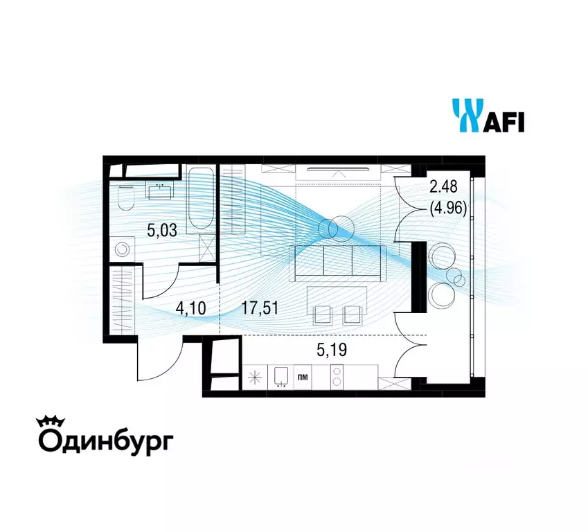Студия Московская область, Одинцово Одинбург жилой комплекс, 4А (34.55 ... - Фото 1