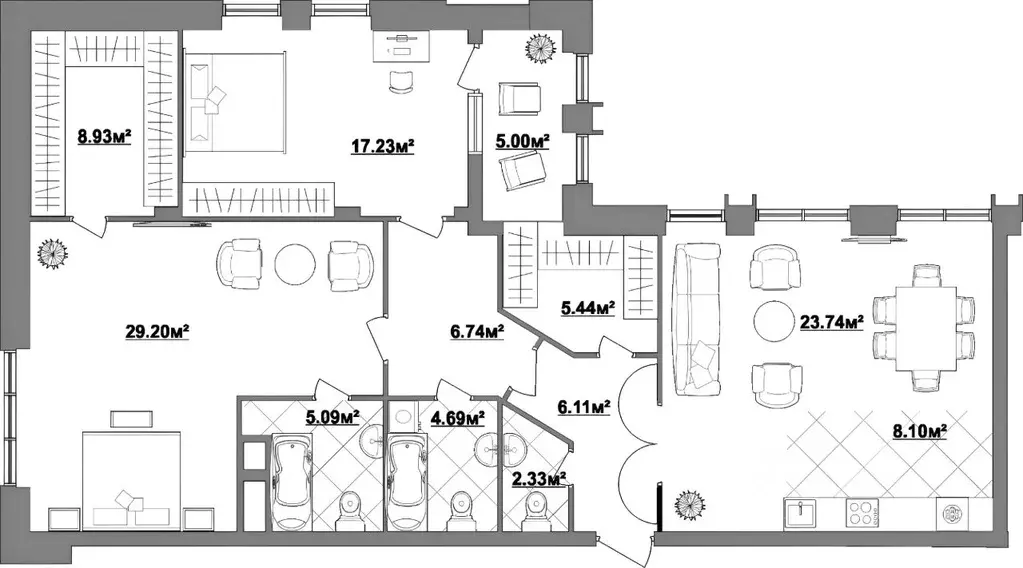3-к кв. Москва ул. Усачева, 15А (120.0 м) - Фото 2