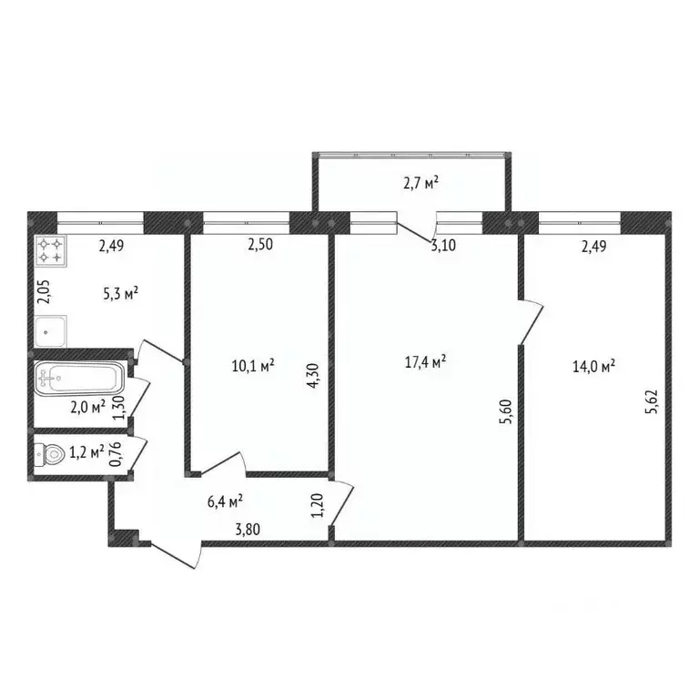 3-к кв. Башкортостан, Уфа просп. Октября, 106/2 (57.1 м) - Фото 2