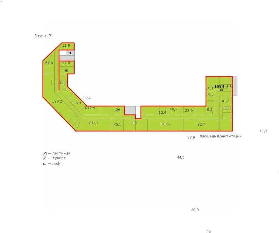 Офис в Санкт-Петербург пл. Конституции, 2 (1684 м) - Фото 1