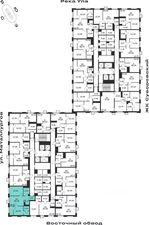 2-к кв. Тульская область, Тула Парк Патриот жилой комплекс (60.52 м) - Фото 2