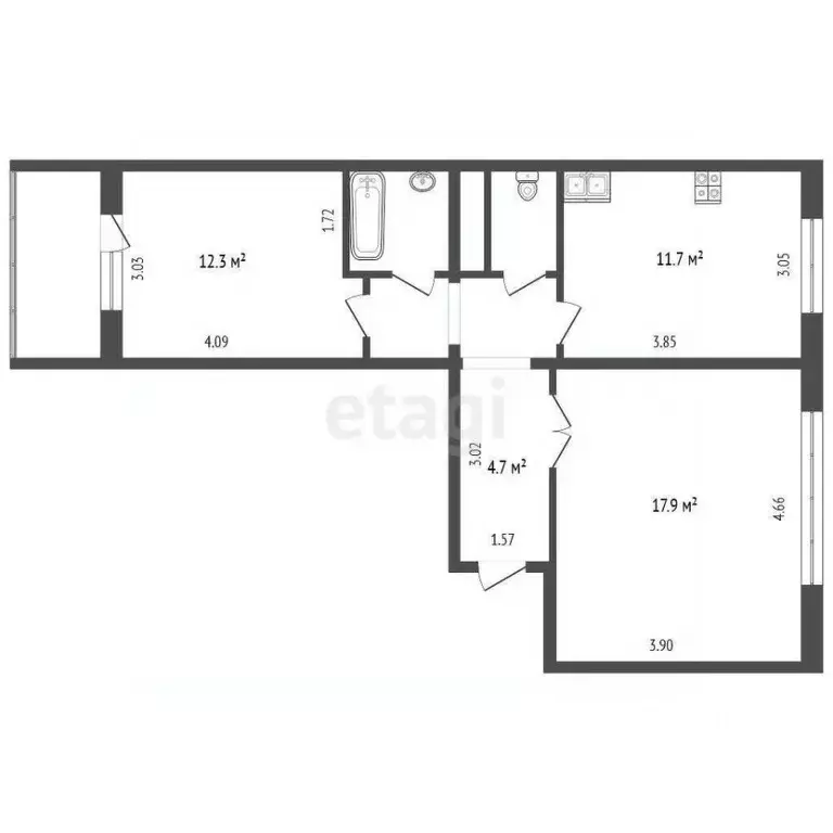 2-к кв. Тюменская область, Тюмень ул. Николая Ростовцева, 6 (55.0 м) - Фото 1