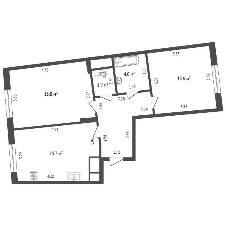 2-комнатная квартира: посёлок Развилка, Римский проезд, 13 (60.7 м) - Фото 0