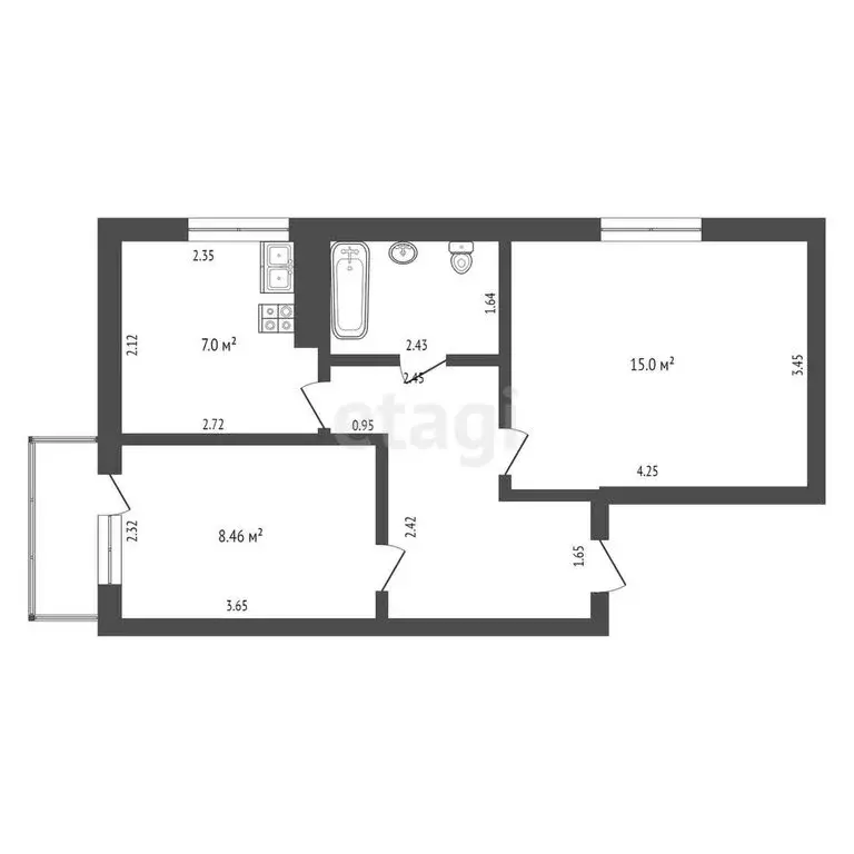 2-комнатная квартира: Выкса, улица Пушкина, 40 (42.7 м) - Фото 0