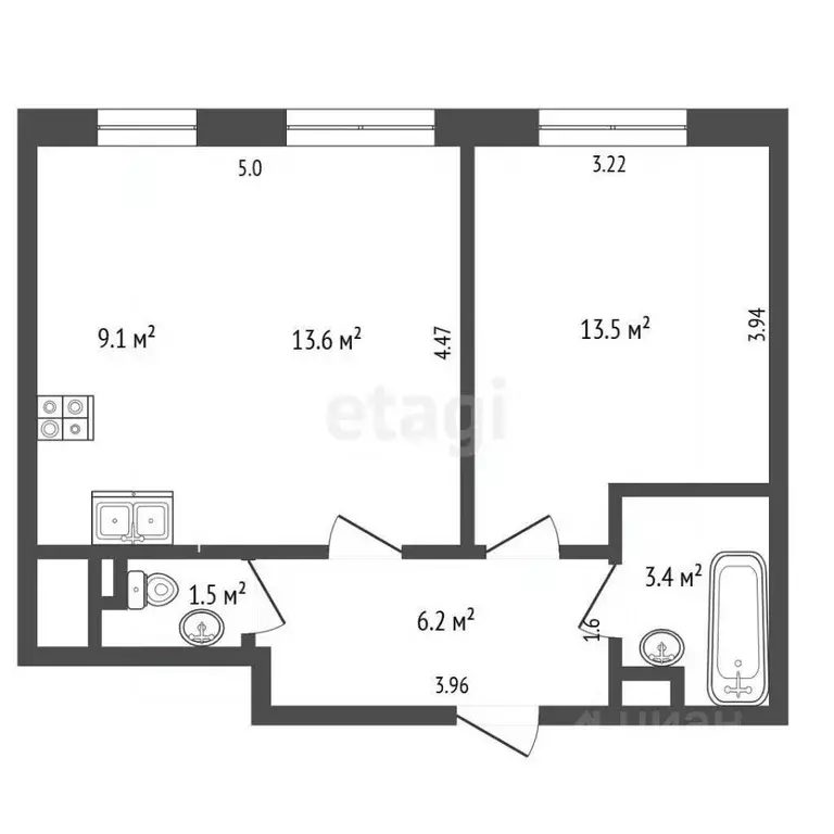 2-к кв. Москва ул. Зорге, 9к2 (47.0 м) - Фото 2