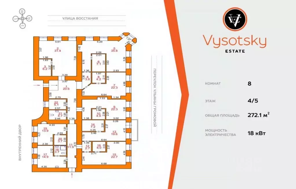 6-к кв. Санкт-Петербург Ульяны Громовой пер., 1/13 (272.1 м) - Фото 2