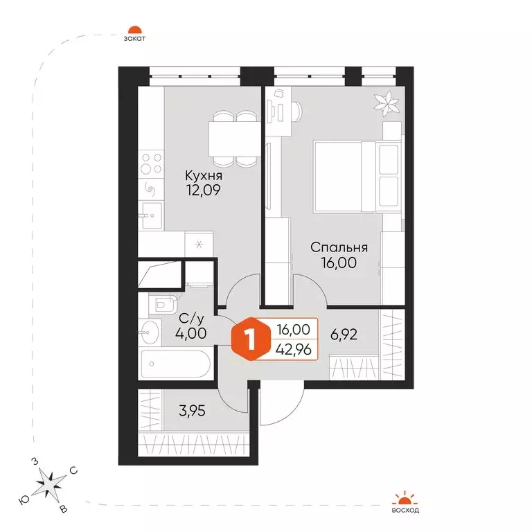 1-комнатная квартира: посёлок городского типа Некрасовский, Заводская ... - Фото 1