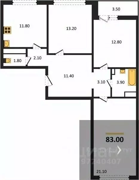3-к кв. Воронежская область, Воронеж ул. Пескова, 8 (83.0 м) - Фото 0