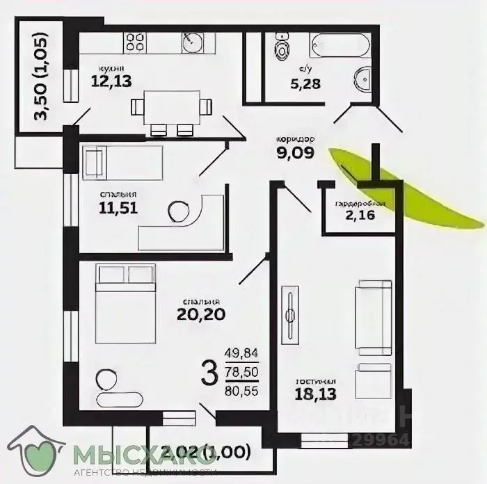 3-к кв. Краснодарский край, Новороссийск ул. Удалова (80.0 м) - Фото 1