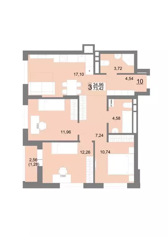 3-комнатная квартира: Екатеринбург, Тенистая улица, 8с5 (73.42 м) - Фото 0