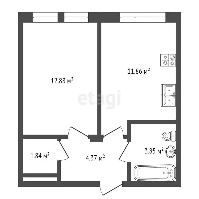 1-комнатная квартира: Пермь, Рионская улица (33.04 м) - Фото 0