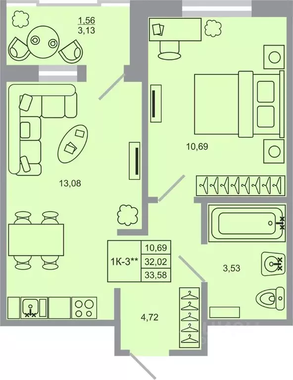 1-к кв. Ленинградская область, Всеволожский район, пос. Бугры Стороны ... - Фото 1