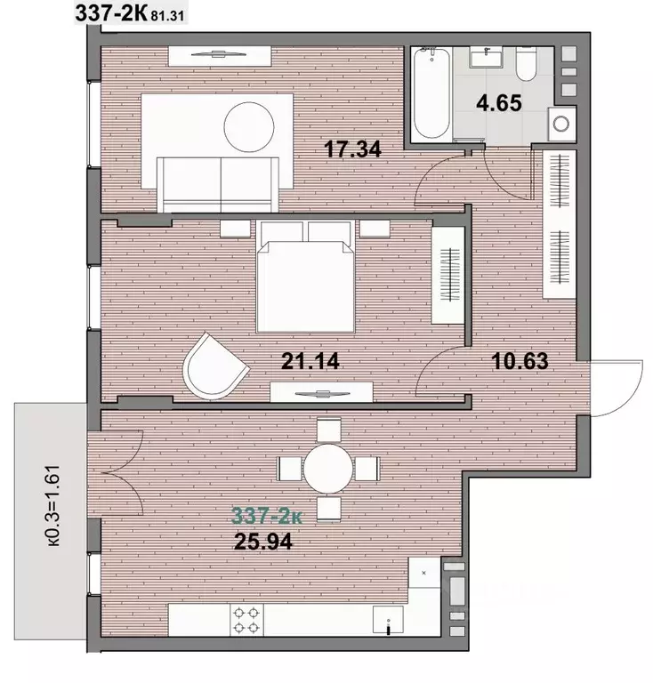 2-к кв. Калининградская область, Зеленоградск ул. Гагарина (81.31 м) - Фото 1