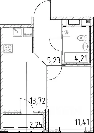 1-к кв. Ленинградская область, Всеволожский район, Свердловское ... - Фото 1