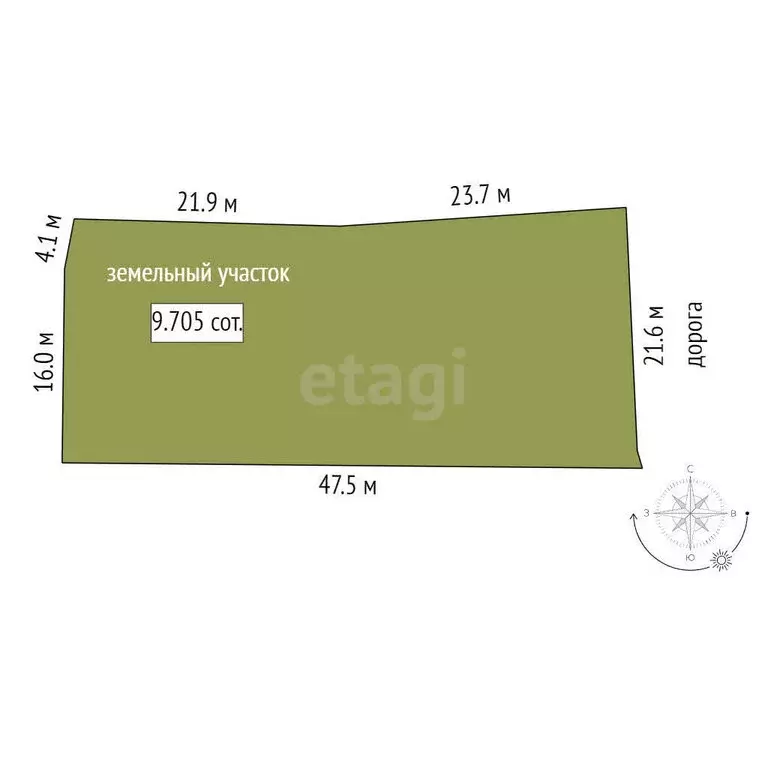 Участок в Кострома, Прямая улица (9.705 м) - Фото 1