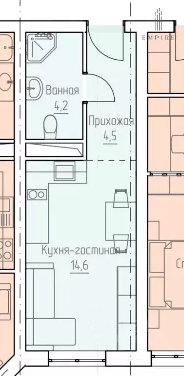 Студия Чеченская республика, Грозный бул. М.А. Эсамбаева, 4 (25.0 м) - Фото 0