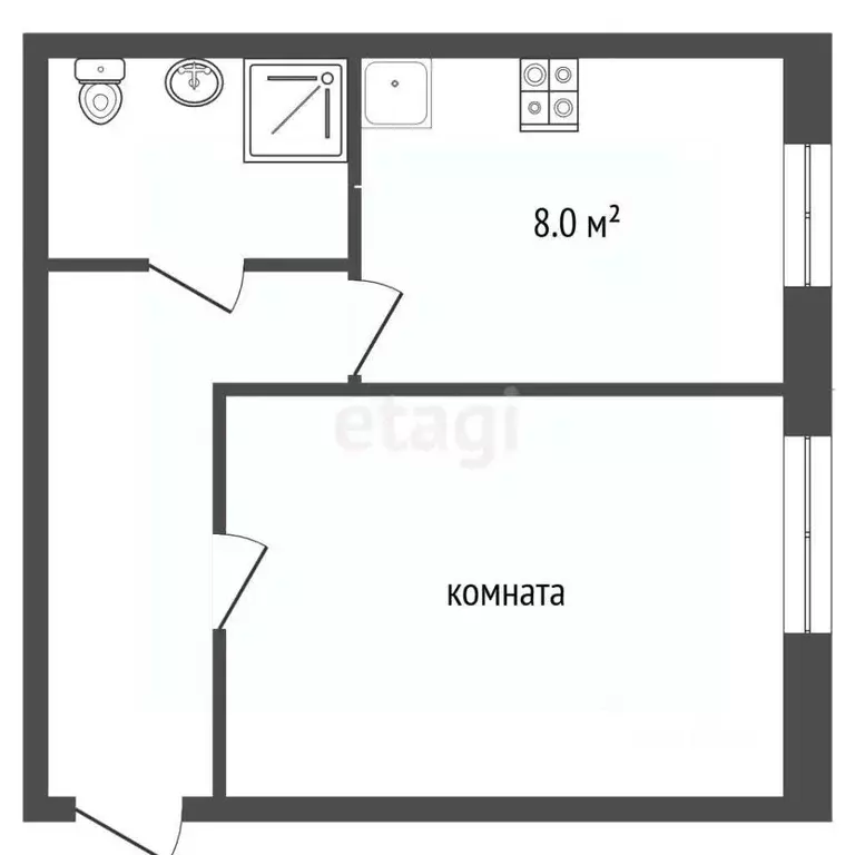 1-к кв. Псковская область, Печоры Кузнечная ул., 11 (31.0 м) - Фото 2