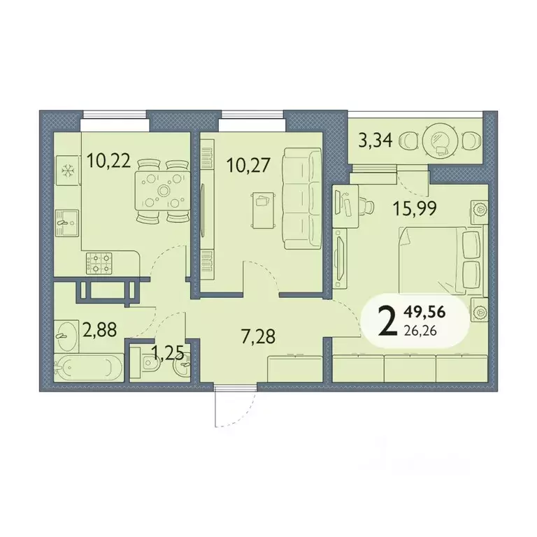 2-к кв. Брянская область, Брянск просп. Станке Димитрова, 67к7 (49.56 ... - Фото 1