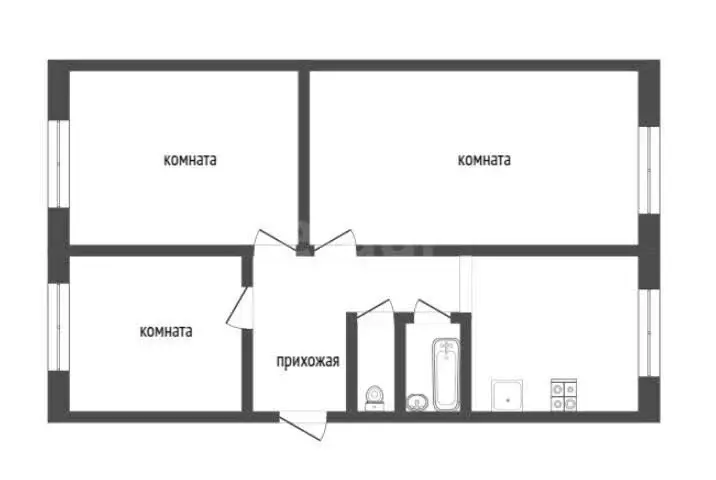 3-комнатная квартира: посёлок Расцвет, улица Микроквартал, 2 (60.9 м) - Фото 0
