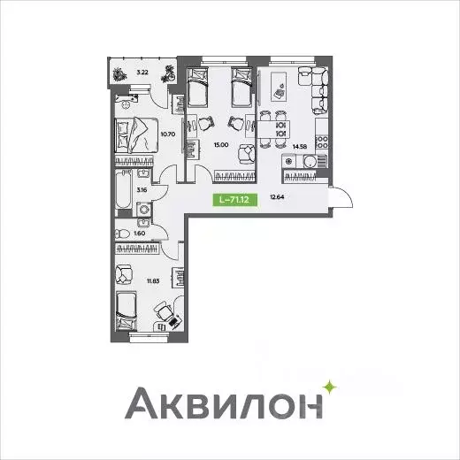 3-к кв. Архангельская область, Северодвинск  (71.12 м) - Фото 0