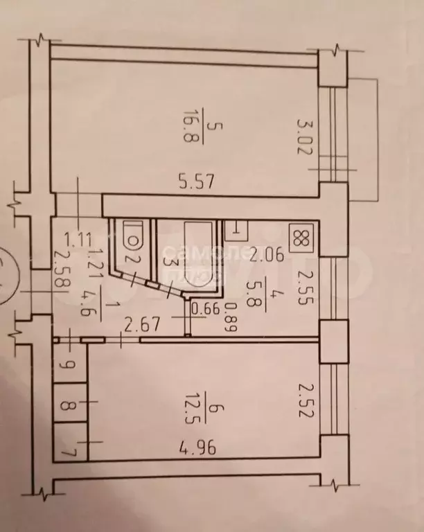 2-к. квартира, 44,1 м, 5/5 эт. - Фото 0