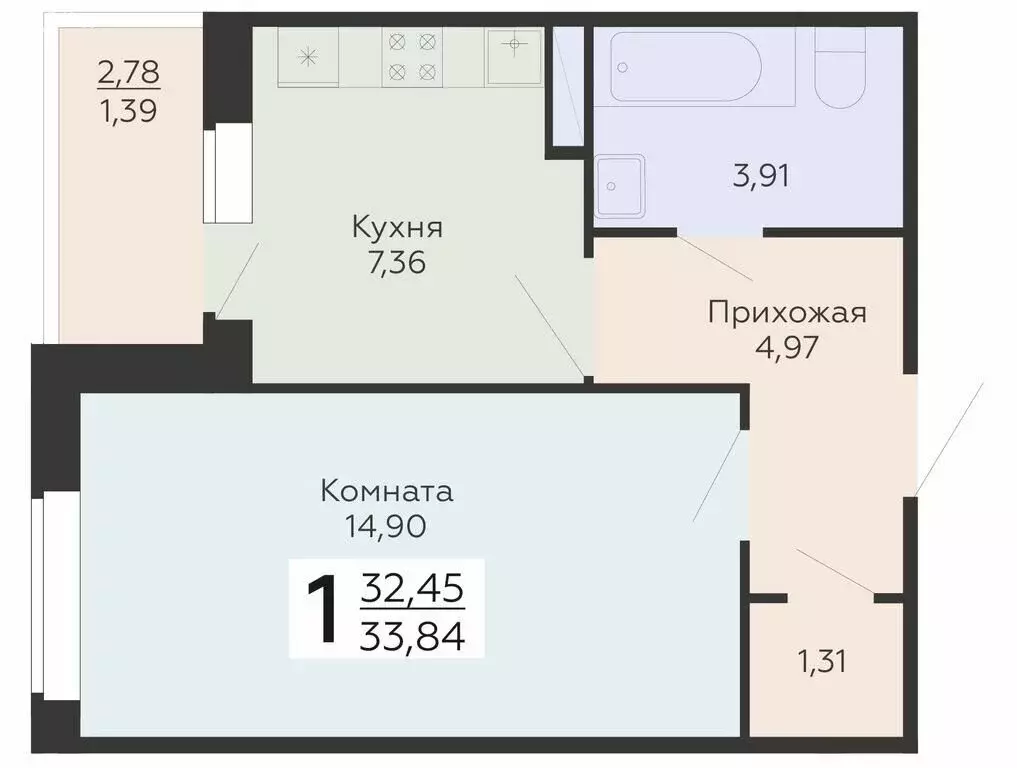 1-комнатная квартира: Воронеж, Острогожская улица, 156/3 (33.84 м) - Фото 0