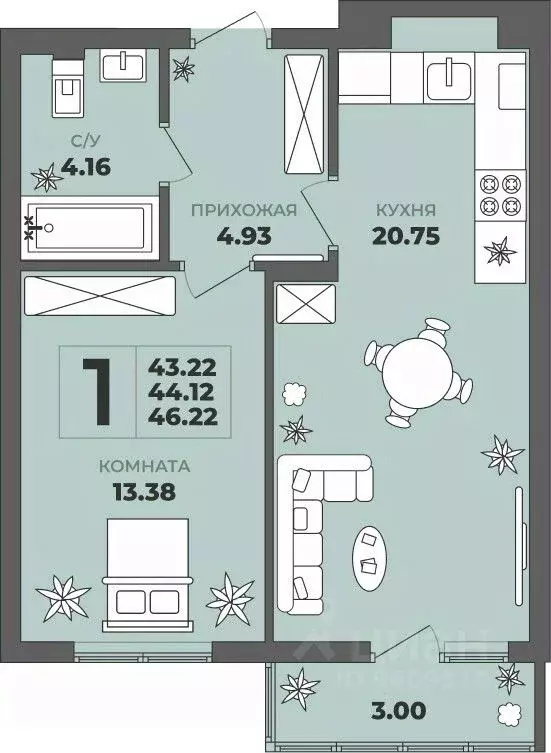 1-к кв. Калининградская область, Калининград ул. Генерала Толстикова, ... - Фото 1