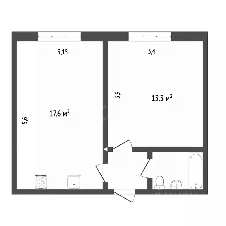 1-к кв. Крым, Симферополь ул. Лизы Чайкиной (41.0 м) - Фото 2