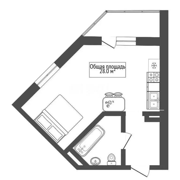 Квартира-студия: Новосибирск, улица Немировича-Данченко, 122/4 (28 м) - Фото 1