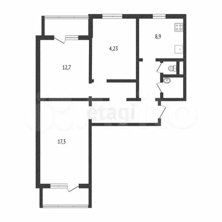 3-к. квартира, 73,5 м, 5/10 эт. - Фото 0