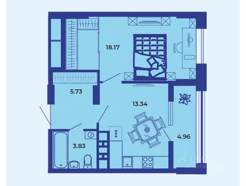 1-к кв. Брянская область, Брянск ул. Комарова, 47 (46.03 м) - Фото 1