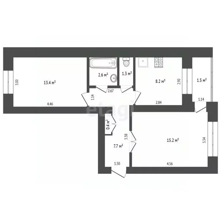 2-к кв. Башкортостан, Стерлитамак Братская ул., 9А (47.7 м) - Фото 2