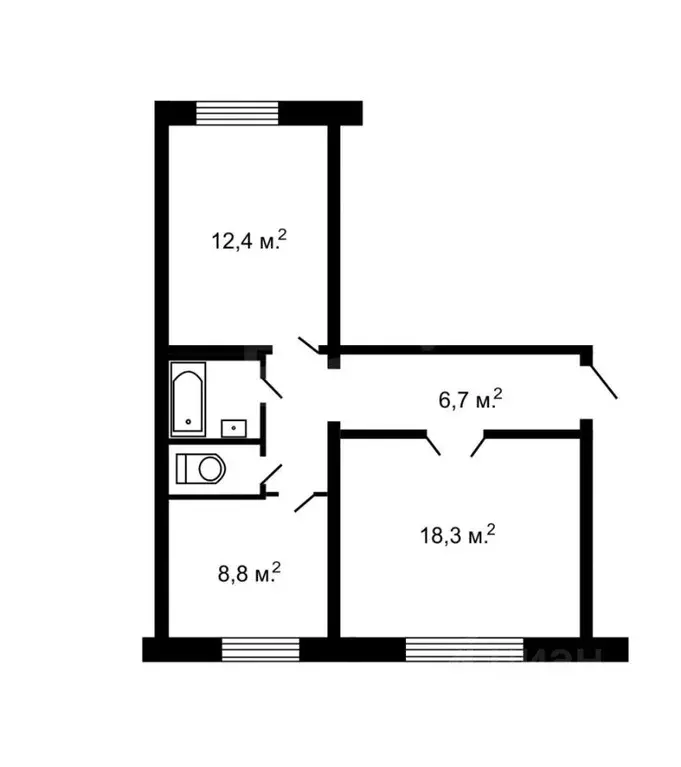 2-к кв. Удмуртия, Глазов ул. Карла Маркса, 13 (49.0 м) - Фото 1