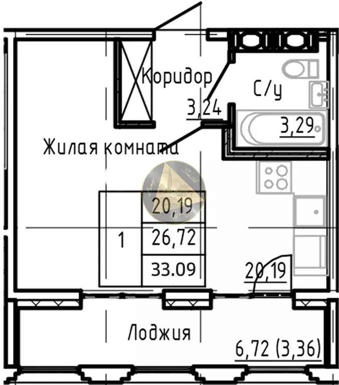 Продаётся квартира-студия, 33.1 м - Фото 1