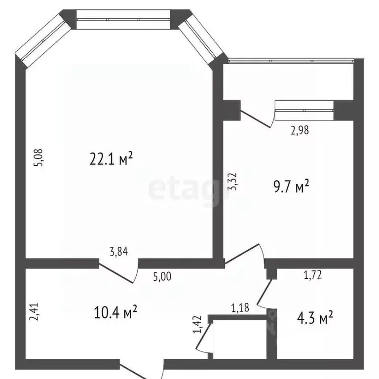 1-к кв. Кемеровская область, Кемерово ул. Дружбы, 35б (47.8 м) - Фото 2
