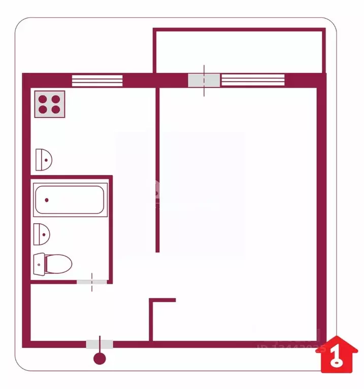 1-к кв. Омская область, Омск ул. Дмитриева, 13/1 (36.5 м) - Фото 2