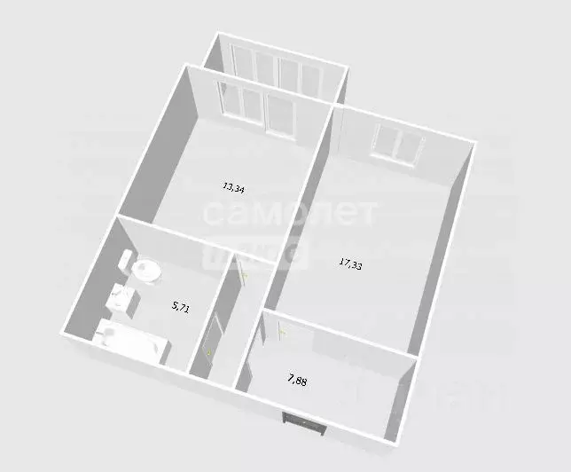 1-к кв. Ульяновская область, Ульяновск бул. Архитекторов, 7 (44.3 м) - Фото 1