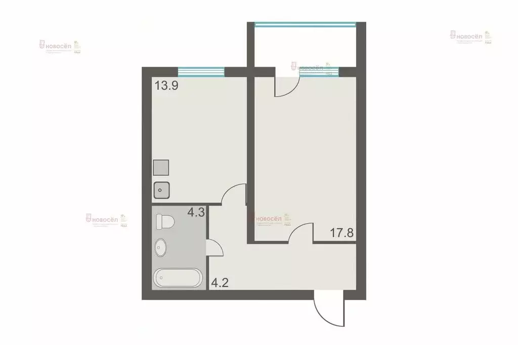 1-комнатная квартира: Верхняя Пышма, улица Машиностроителей, 19 (43.4 ... - Фото 0