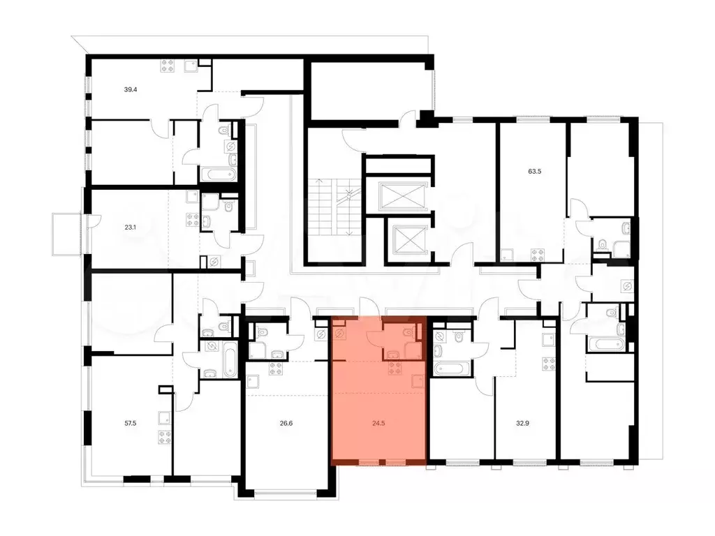 Квартира-студия, 24,5 м, 7/12 эт. - Фото 1